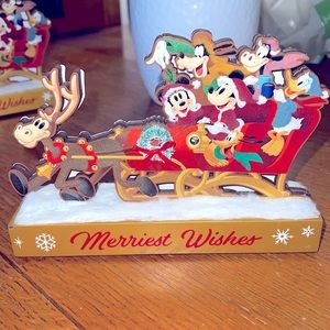Disney Wood Figure - Santa Mickey and Friends Sleigh - Merriest Wishes